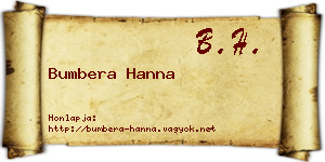 Bumbera Hanna névjegykártya